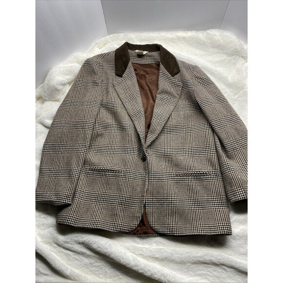 selecca Jackets & Blazers - VTG Sellecca Plaid Blazer Jacket Women’s 14 Brown Velvet Collar Dark Academia